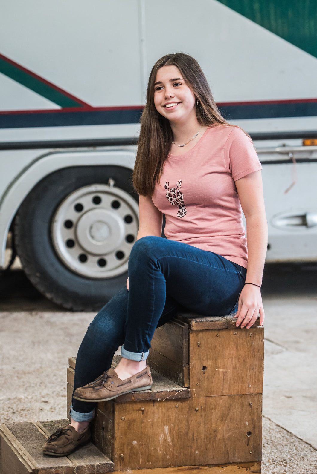 Blush fitted T shirt with leopard print HORSY