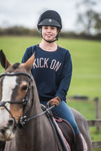 Load image into Gallery viewer, NAVY SLOGAN SWEATER