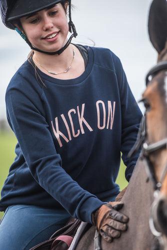 NAVY SLOGAN SWEATER