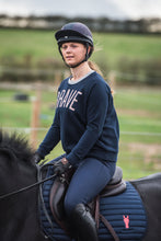 Load image into Gallery viewer, NAVY SLOGAN SWEATER