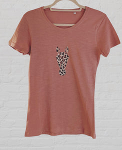 Blush fitted T shirt with leopard print HORSY