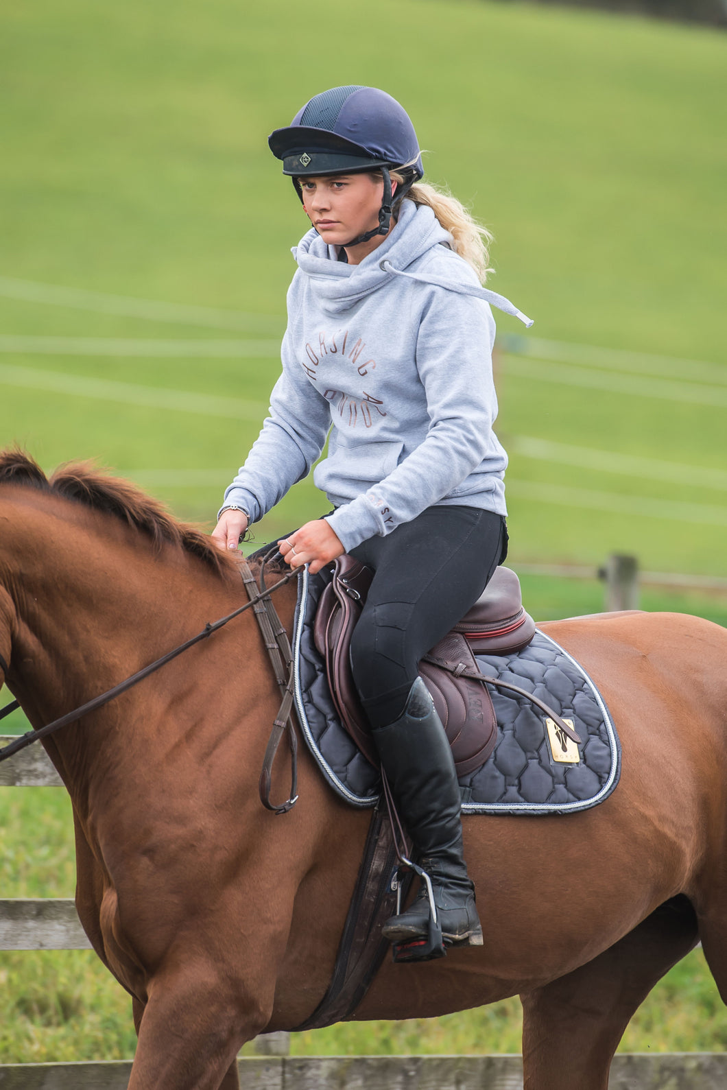 HORSING AROUND Cowl neck grey hoodie