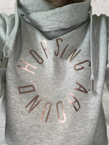 HORSING AROUND Cowl neck grey hoodie